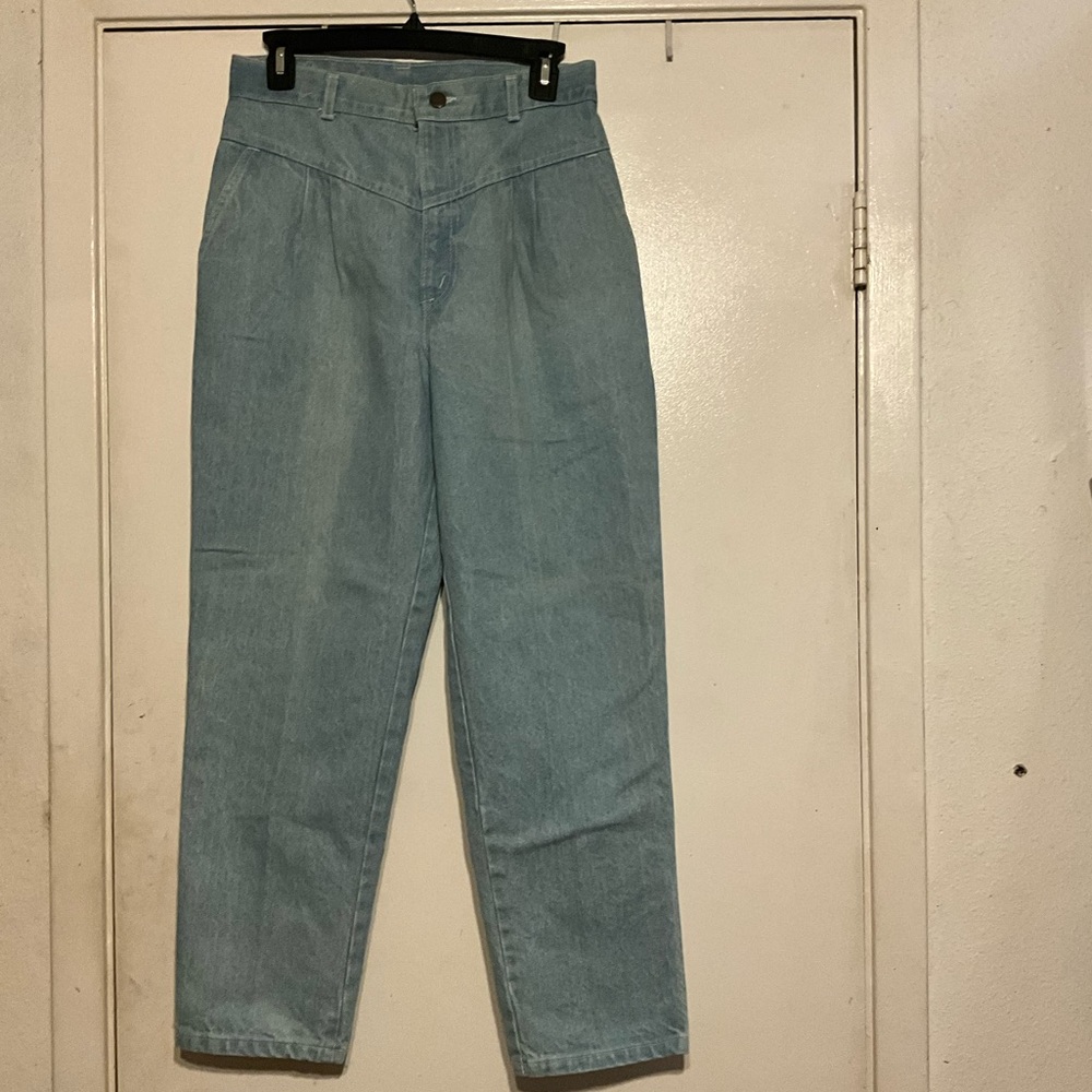 Size 14 - 80s Sunset Blues High-Waisted Vintage Denim Pants.